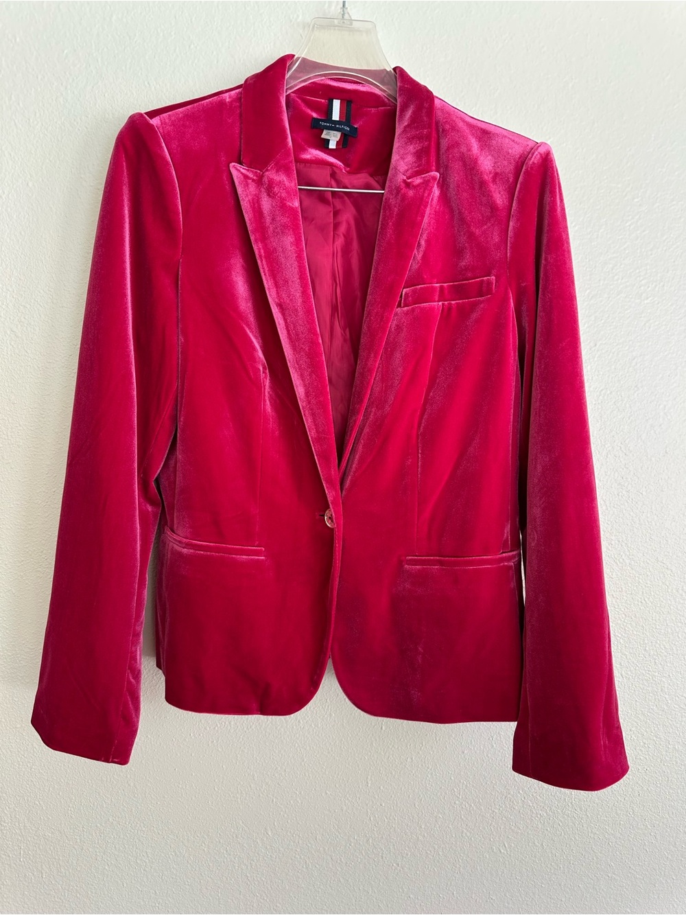 Tommy Hilfiger Women's Hot Pink Velvet Fitted Blazer Size 12 like New